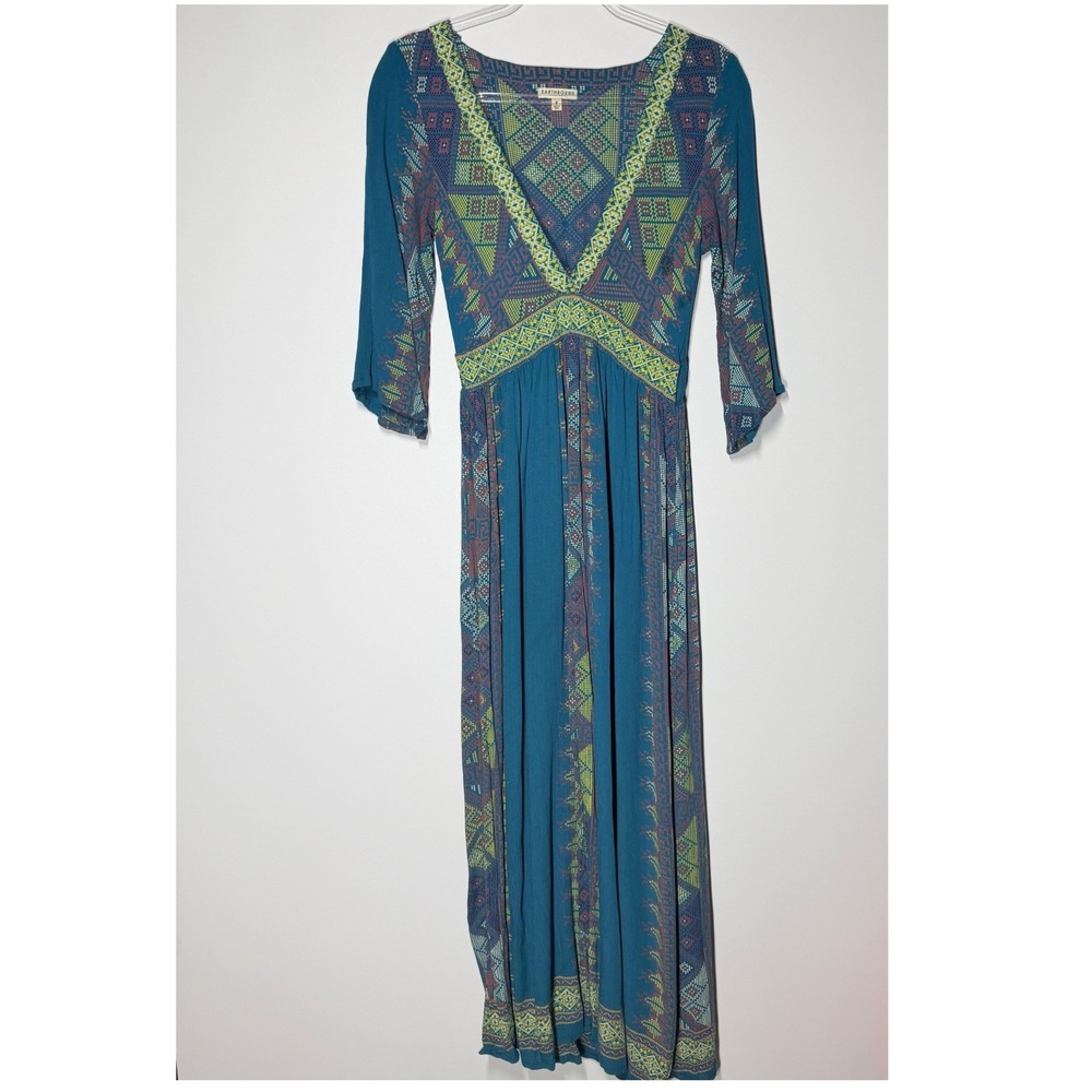 Earthbound Trading Co Womens Geometric Print Maxi Dress Teal Green Size S - Picture 5 of 13